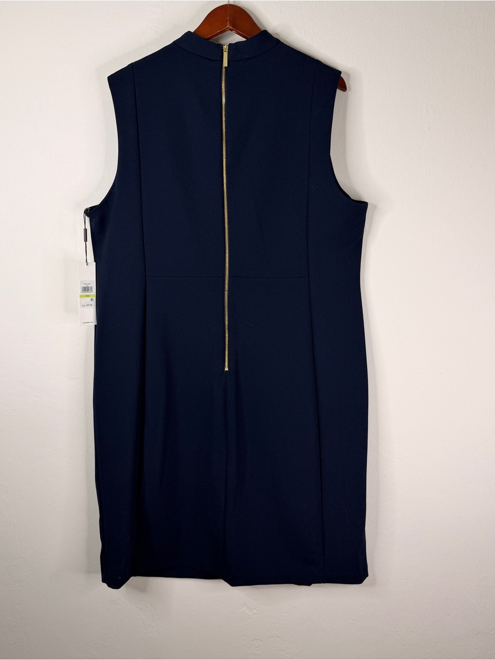 Calvin Klein NWT Navy Blue Tie Neck Sheath Dress Plus Size 18W MSRP $99 - Picture 7 of 11